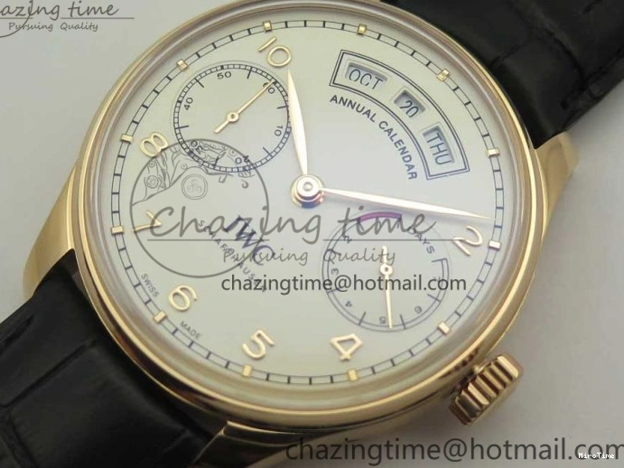 MIROTIME 0107 Thermal Portuguese Real PR Real Annual Calendar IW503501 RG ZF 1:1 Best Edition White Dial on Black Leather Strap A 7150